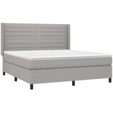  Krevet box spring s madracem LED svjetlosivi 180x200 cm tkanina | shoptok.hr