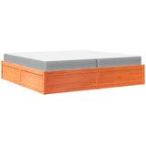  The Living Store Postelja z vzmetnico voščeno rjava 200x200 cm trdna borovina - Postelja, (21495688) | Shoptok.si