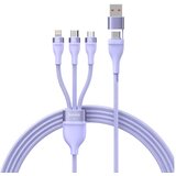 Baseus 3v1 usb kabel flash series 2, usb-c + micro usb + lightning, 100W, 1,5 m (vijoličen), (20636243) Cene
