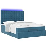 vidaXL otomanski krevet s madracima&led tamnoplavi 140x190cm baršun | shoptok.hr