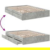  Posteljni okvir s predali betonsko siv 140x190cm inženirski les | Shoptok.si