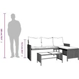 vidaXL Vrtna L-sofa sa stolom i jastucima svjetlosiva od poliratana | shoptok.hr