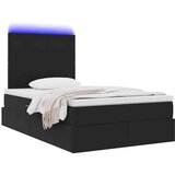  Krevet S LED lampica s uzglavljem Crna 120 x 200 cm Baršun | shoptok.hr