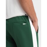 Ombre Men's sweatpants joggers with contrasting stripes - dark green | Shoptok.si