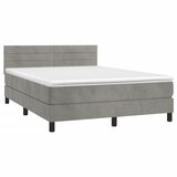  s oprugama i madracem svjetlosivi 140x190 cm baršunasti | shoptok.hr
