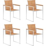  Vrtne stolice s jastucima 4 kom od masivne tikovine - Krema 4 | shoptok.hr
