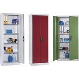 C+P Delavniška omara s krilnimi vrati, VxŠxG 1950 x 930 x 500 mm, svetlo sive / rubinasto rdeče barve | Shoptok.si