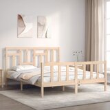vidaXL Posteljni okvir z vzglavjem 160x200 cm trden les | Shoptok.si