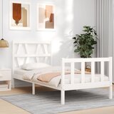 vidaXL Posteljni okvir z vzglavjem bel 90x200 cm trden les Cene