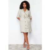 Trendyol Curve Beige Double Breasted Closure Woven Jacket Dress | Shoptok.si