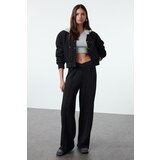 Trendyol Black Faded Effect Thick Wide Leg Knitted Sweatpants with Waist Detail