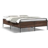 Furnova Posteljni okvir rjav hrast 135x190 cm inženirski les in kovina, (21939486) | Shoptok.si