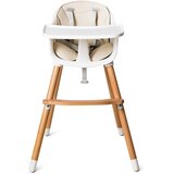  Dječji stolac 2 u 1 od drva, podesiv, dim. 57 x 57 x 83 cm (krem bijela + prirodna) | shoptok.hr