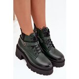 Zazoo Leather Women's Block Heel Boots with Decorative Strap Insulated | Shoptok.si