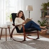 ModernHome TXRC-03 Oreh – Stol za ljuljanje s nastavljivim osloncem za noge, leseni okvir, nosilnost 120 kg | Shoptok.si