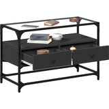 TV ormarić sa staklenom površinom crni 80x35x51 cm drveni | shoptok.hr