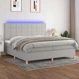 The Living Store Box spring postelja z vzmetnico LED sv. siva 200x200 cm blago - Box Spring Postelja, (21515144) Cene