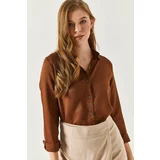 armonika Plus Size Shirt - Brown - Regular fit