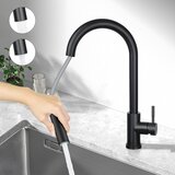 Nettlife Kuhinjska pipa z izvlečno pršilno glavo, visok tlak, dvojni curek iz nerjavečega jekla, vrtljiv za 360°, črna, (22148975) | Shoptok.si