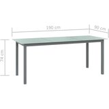  Vrtni stol svjetlosivi 190 x 90 x 74 cm od aluminija i stakla | Eponuda.com
