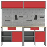  Set radnog stola 8 pcs Crvena i siva Čelik s prahom premazan | Eponuda.ba