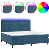 vidaXL Box spring postelja z vzmetnico LED temno modra 200x200cm žamet, (20761034) Cene