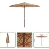  The Living Store Zunanji senčnik z lesenim drogom 350 cm taupe - Senčnik, (21743093) Cene