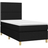 Krevet box spring s madracem LED crni 90x200 cm od tkanine | Eponuda.com