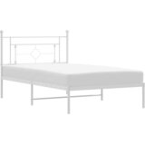  The Living Store Kovinski posteljni okvir z vzglavjem bel 107x203 cm - Posteljni Okvir, (21531936) | Shoptok.si