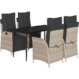  Vrtna jedilna garnitura 5-delna z blazinami sv. siv poli ratan, (21060292) | Shoptok.si