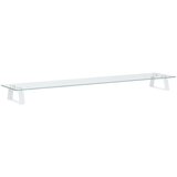  Stalak za monitor bijeli 100x20x8 cm kaljeno staklo i metal | shoptok.hr
