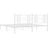  Metalni okvir za krevet s uzglavljem bijeli 193x203 cm | shoptok.hr