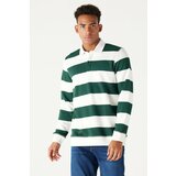 AC&Co / Altınyıldız Classics Men's Ecru Red Green Standard Fit Normal Cut Inner Fleece 3 Thread Polo Neck Cotton Sweatshirt Cene