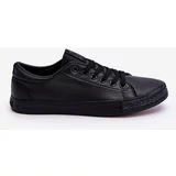 Kesi Men's Leather Classic Lace-up Sneakers Black Hank