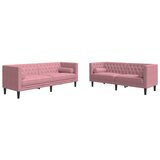  Chesterfield garnitura s jastucima, 2 dijela, ružičasti baršun | shoptok.hr