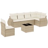 Maison Chic Seti vrtnega pohištva - Vrtna garnitura - Vrtni pohištvo set 7-delna z blazinami bež poli ratan, (21800724) | Shoptok.si