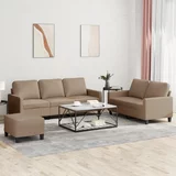  3-dijelni set sofa s jastucima boja cappuccina od umjetne kože