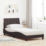  Postelja z vzmetnico temno rjava 90x200 cm blago, (21792000) | Shoptok.si