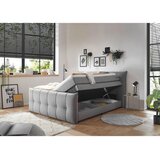 MID.YOU POSTELJA BOXSPRING 160 cm x 200 cm , tekstil, leseni material temno siva | Shoptok.si