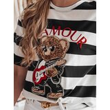 DStreet T-shirt damskie oversize w paski z haftem STRIPROCK czarny | Shoptok.si