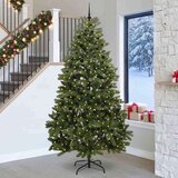 vidaXL Umjetno božićno drvce S LED lampica Zelena 270 cm PVC i metal | shoptok.hr