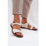 Zazoo Women's Leather Flat Sandals 3014 Distressed Gold | Shoptok.si