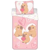 Jerry Fabrics Ružičasta pamučna dječja posteljina za krevet za jednu osobu 140x200 cm Kapybara Heart – Cijene