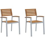  Stacking Garden Chair Siva Smeđa Čelik Drvo Standardna veličina | shoptok.hr