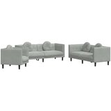  3-dijelni set sofa s jastucima svjetlosivi baršunasti | shoptok.hr