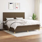  Box spring postelja z vzmetnico temno rjav 200x200 cm blago, (21089237) Cene