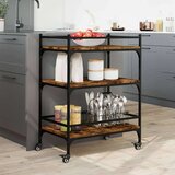 vidaXL Kuhinjski voziček dimljen hrast 65x40x86,5 cm inženirski les | Shoptok.si