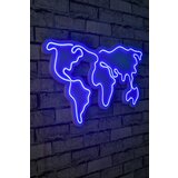 Zidna World Map - Blue Blue Decorative Plastic Led Lighting Cene