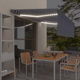 vidaXL Avtomatska tenda s senčilom LED + senzor 4,5x3 m modra in bela Cene