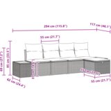 vidaXL 5 delni set vrtnih kavčev z blazinami črnega poli ratana | Shoptok.si